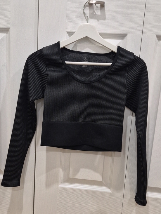 Offline Tops - Ribbed Black Long-Sleeve Crop Top